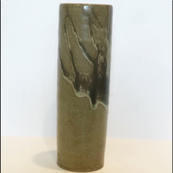 Vintage Toyo Japan drip glazed cylinder vase - Picture 2 of 8